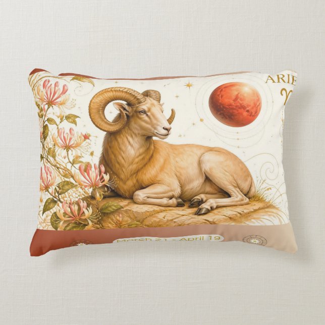 Art Nouveau Aries Decorative Throw Pillow (Front)