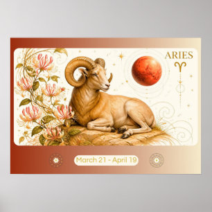 Art Nouveau Aries Zodiac Wall Art