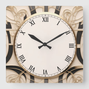 Art Nouveau Art Deco Clock - Black White and Gold