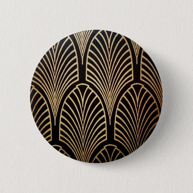 Art nouveau, art deco, fan pattern, bronze,gold,bl 6 cm round badge (Front)