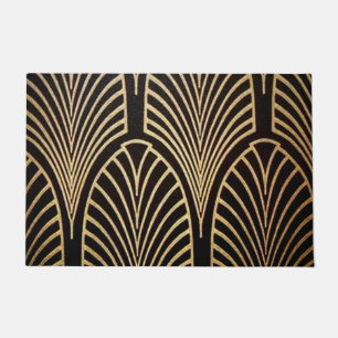 Art nouveau, art deco, fan pattern, bronze,gold,bl doormat