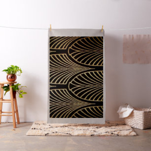 Art nouveau, art deco, fan pattern, bronze,gold,bl fabric