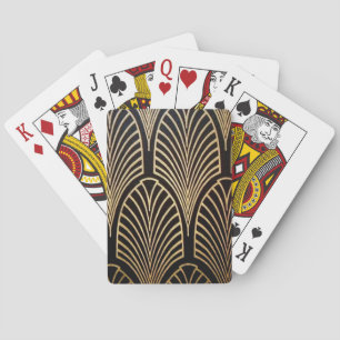 Art nouveau, art deco, fan pattern, bronze,gold,bl playing cards