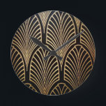 Art nouveau, art deco, fan pattern, bronze,gold,bl round clock<br><div class="desc">Art nouveau,  art deco,  fan pattern,  bronze, gold, black, chic, elegant, vintage, belle époque, </div>