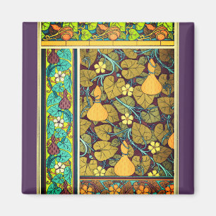 Art nouveau autumn floral elegant gourd purple magnet