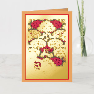 Art nouveau autumn trees and deer fall Verneuil Foil Greeting Card