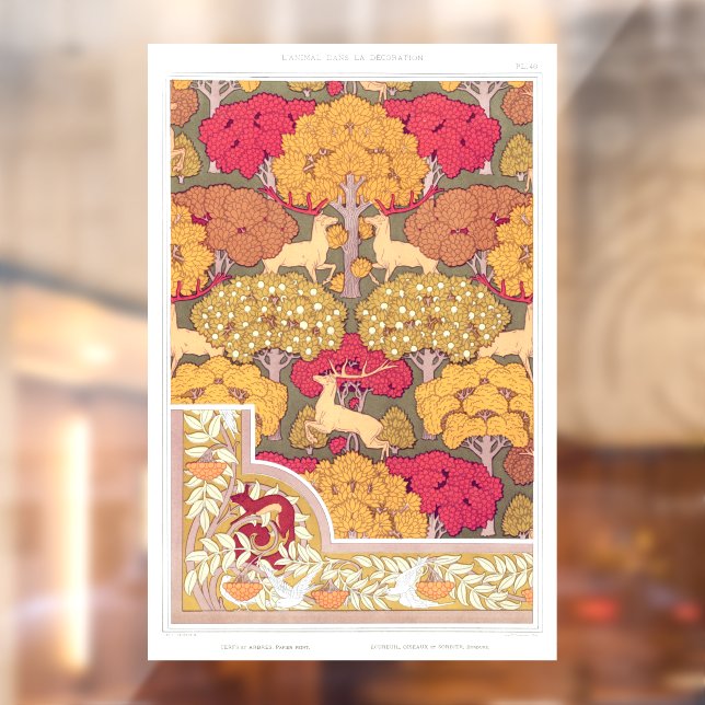 Art nouveau autumn trees and deer Vintage fall (Sheet 2)