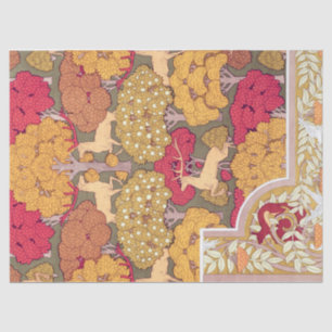 Art nouveau autumn trees and deer Vintage fall Tissue Paper