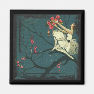 Art nouveau ballerina in a cherry tree magnet