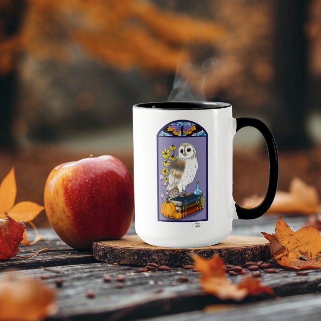 Art Nouveau Barn Owl Pumpkins Books Mug (Creator Uploaded)