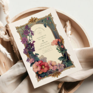 Art Nouveau Baroque Border Floral Wedding Invitation
