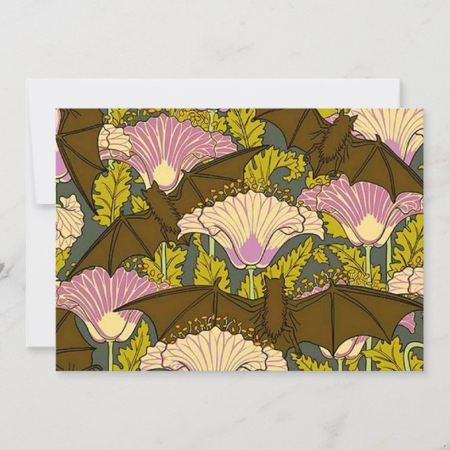 ARt Nouveau Bat Halloween Invitation (Front)