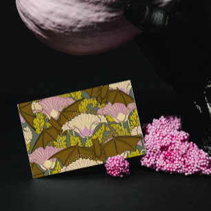 Art Nouveau Bats and Flowers Card