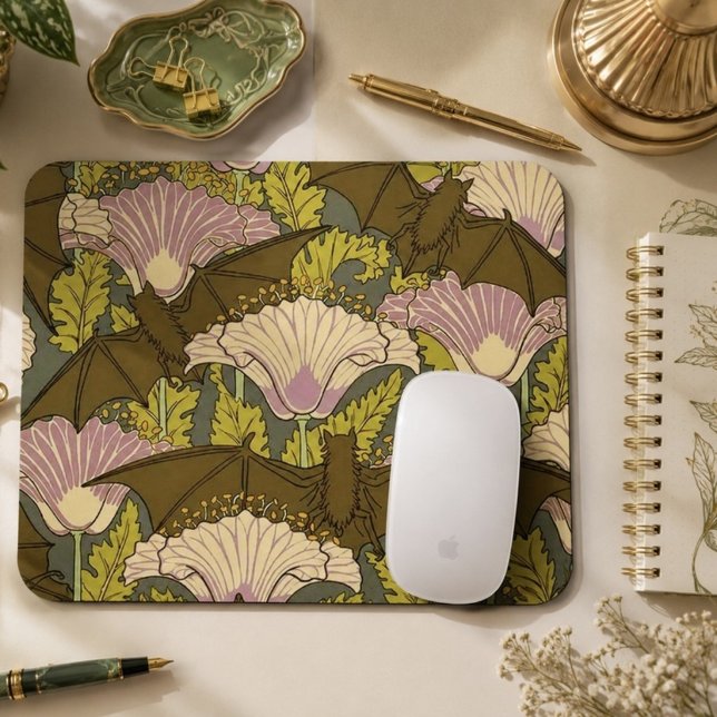 Art Nouveau Bats and Flowers Mouse Pad (Creator Uploaded)