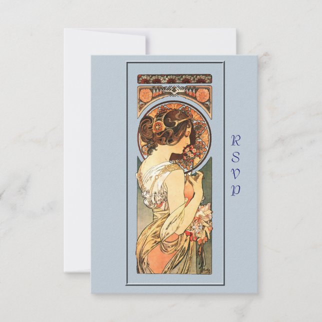 Art Nouveau Beautiful Bride Wedding RSVP Card (Front)