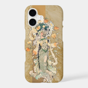 Art Nouveau Beauty with Chrystanthemums