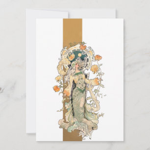 Art Nouveau Beauty with Chrystanthemums Card