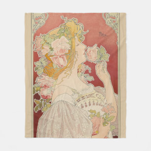 Art Nouveau Belle Époque Lady Roses Livemont Fleece Blanket