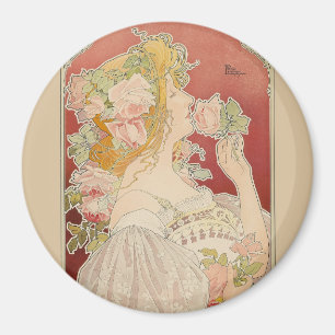 Art Nouveau Belle Époque Lady Roses Livemont Magnet