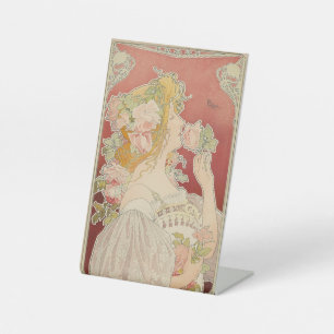 Art Nouveau Belle Époque Lady Roses Livemont Pedestal Sign