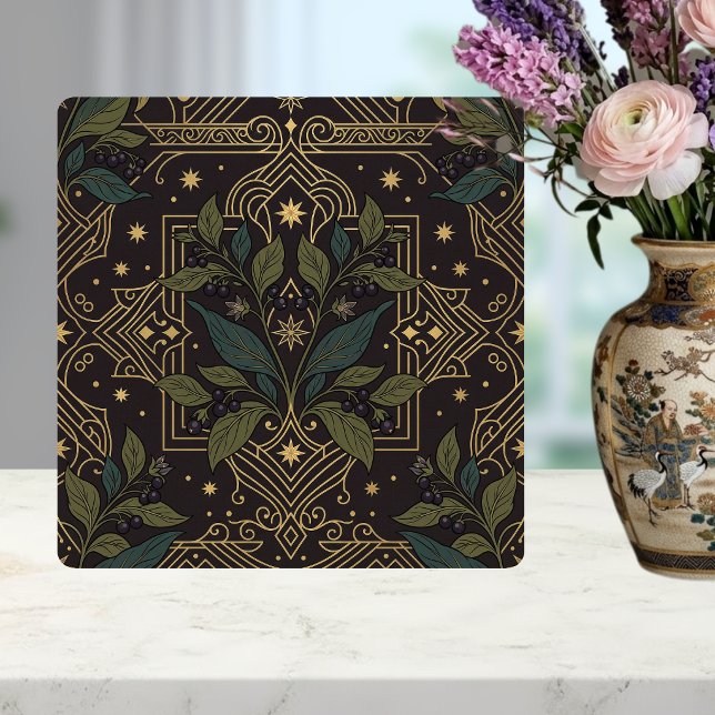 Art Nouveau Berry Botanical Floral Dark Ceramic Ti Tile (Creator Uploaded)