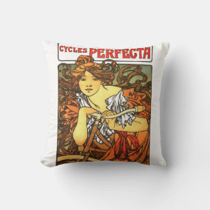 Art Nouveau Bicycle Mucha Art Cushion