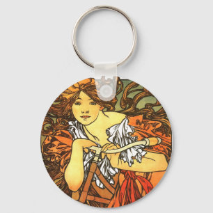 Art Nouveau Bicycle Mucha Art Key Ring
