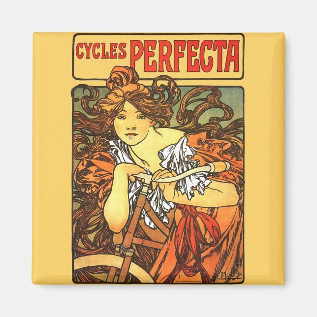 Art Nouveau Bicycle Mucha Art Magnet (Front)