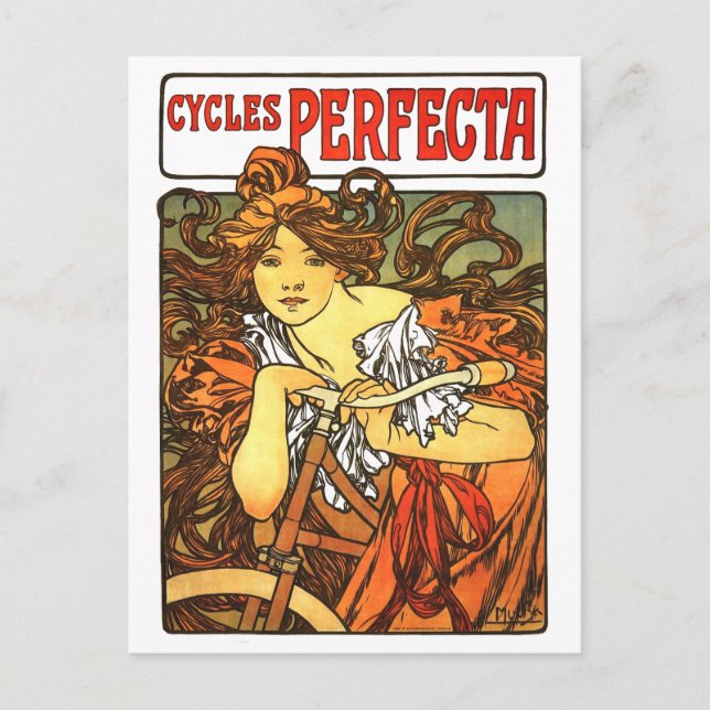 Art Nouveau Bicycle Mucha Art Postcard (Front)