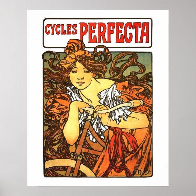 Art Nouveau Bicycle Mucha Art Poster (Front)