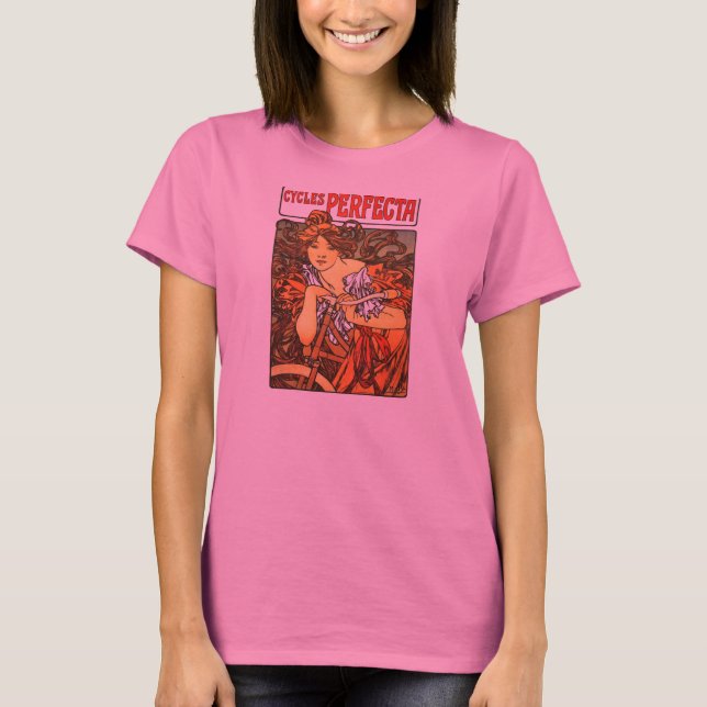 Art Nouveau Bicycle Mucha Art T-Shirt (Front)