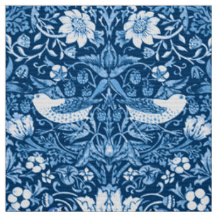 Art Nouveau Bird and Flower Tapestry, Dark Blue Fabric