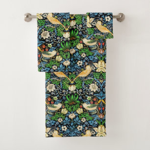 Art Nouveau Bird and Flower Tapestry Pattern Bath Towel Set
