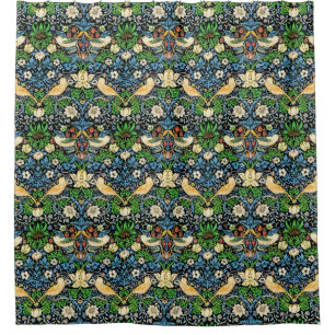 Art Nouveau Bird and Flower Tapestry Pattern Shower Curtain