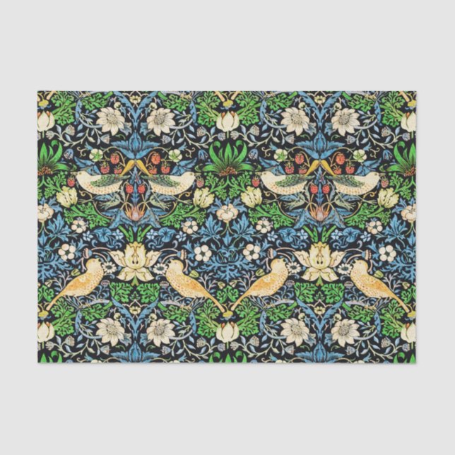 Art Nouveau Bird and Flower Tapestry Pattern Tissue Paper (Front)