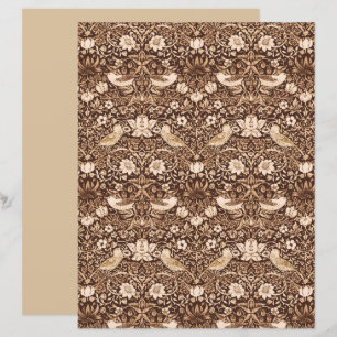 Art Nouveau Bird and Flower Tapestry, Sepia Brown