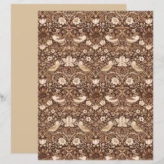 Art Nouveau Bird and Flower Tapestry, Sepia Brown