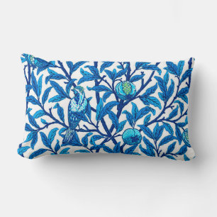 Art Nouveau Bird and Pomegranate, Cobalt Blue Lumbar Cushion