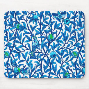 Art Nouveau Bird and Pomegranate, Cobalt Blue Mouse Pad