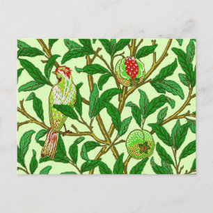 Art Nouveau Bird and Pomegranate, Lime Green Postcard