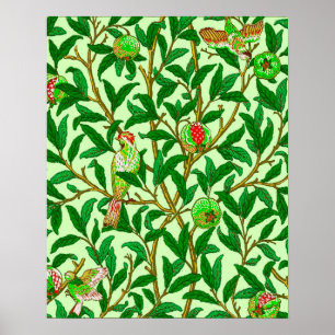 Art Nouveau Bird and Pomegranate, Lime Green Poster