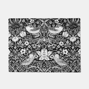 Art Nouveau Bird & Flower Tapestry, Black & White Doormat