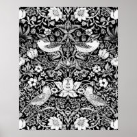 Art Nouveau Bird & Flower Tapestry, Black & White