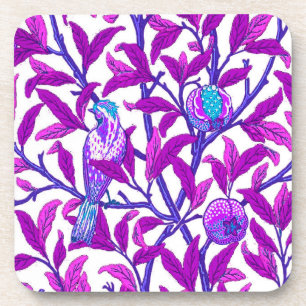 Art Nouveau Bird & Pomegranate, Amethyst Purple  Coaster