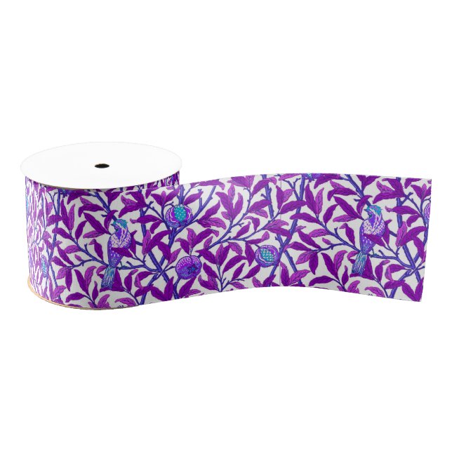 Art Nouveau Bird & Pomegranate, Amethyst Purple  Grosgrain Ribbon (Spool)