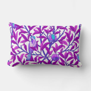 Art Nouveau Bird & Pomegranate, Amethyst Purple Lumbar Cushion