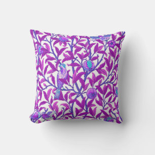 Art Nouveau Bird & Pomegranate, Amethyst  Purple Outdoor Cushion