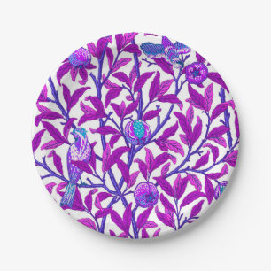Art Nouveau Bird & Pomegranate, Amethyst  Purple Paper Plate