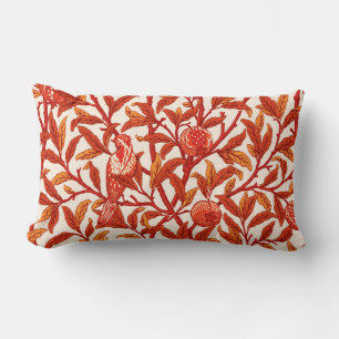 Art Nouveau Bird & Pomegranate, Mandarin Orange Lumbar Cushion