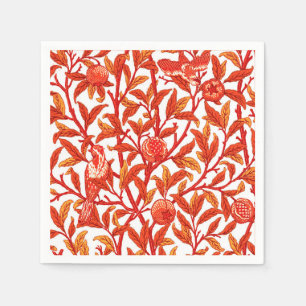 Art Nouveau Bird & Pomegranate, Mandarin Orange Napkin